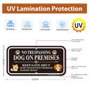 2 x No Trespassing Dog On Premises Keep Gate Shut Sign, Do Not Enter Without Permission Sign, 4Pack -12"x6" Rust Free Reflective Aluminum, Fade Resistant, UV Protected, Weather Resistant, Easy to Mount