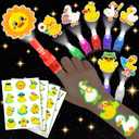 72 PCS Duck Party Favors  48 PCS Luminous Tattoos & 24 PCS LED Finger Lights Combo  Birthday Goodie Bag Fillers, Party Supplies, Gifts Light Up Toys Glow In The Dark for Boys and Girls