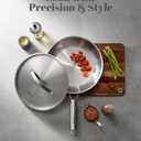 Stainless Steel Frying Pan 12 Inch with Lid, Fully Clad Tri-Ply Stainless Steel Skillet for Even Heating, Brushed Finish, Dishwasher & Oven Safe, Induction & All Stovetops Compatible