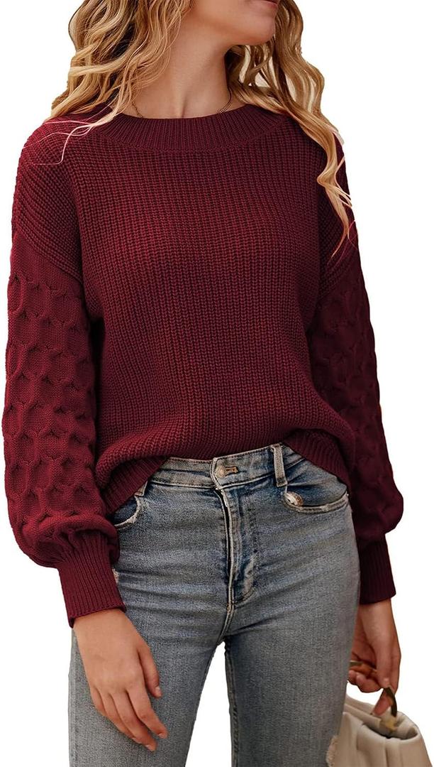 PRETTYGARDEN Women's Fall 2026 Pullover Sweater Casual Long Sleeve Loose Chunky Knit Tops Blouse Winter Fashion Clothing (M)