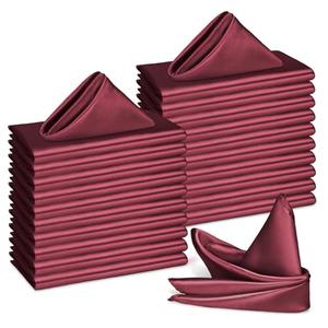Bailarina 120 Pack Burgundy Satin Napkins,17x17 Inches Wedding Napkins Square Soft Silky Table Napkins Bulk Decorative Elegant Cloth Napkin for Party Decoration, Banquet,Wedding,Graduation