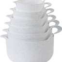 COOK WITH COLOR Nesting Plastic Mixing Bowl Set with Pour Spouts and Handles, Speckled White, 6 Piece Non-Slip
