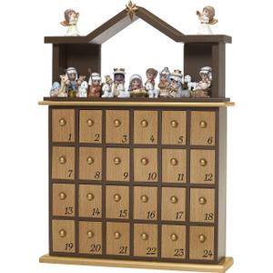 Precious Moments Countdown to Christmas Advent Calendar with Storybook  Wood/Resin Holiday Set with Figurines  251438