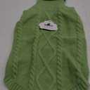 Queenmore Small Dog Pullover Sweater, Cold Weather Cable Knitwear, Classic Turtleneck Thick Warm Clothes for Chihuahua, Bulldog, Dachshund, Pug, Yorkie (Green, Large)