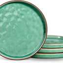 LIANYU 7.9 Inch Dessert Plates of 4, Kitchen Ceramic Dinner Plates Set, Dinnerware Serving Dishes Set, Dinnerware Salad Appetizer Plates for Microwave Dishwasher Oven, Chip Resistant, Emerald Green