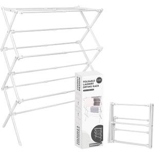 ZOES HOMEWARE 2026 Enhanced Clothes Drying Rack | Foldable Drying Rack Clothing for Laundry | Small Collapsible Portable Dryers for Laundry | Use for Indoor & Outdoor | White 37.5"x29"x12", 29" X 11.5" X 37.5"