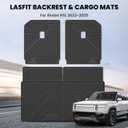 LASFIT Trunk Mat & Backrest Mats for Rivian R1S 2025 2024 2023 2022, All Weather TPE Custom Fit Cargo Liner for R1S Cargo Mat, Black, Easy to Clean