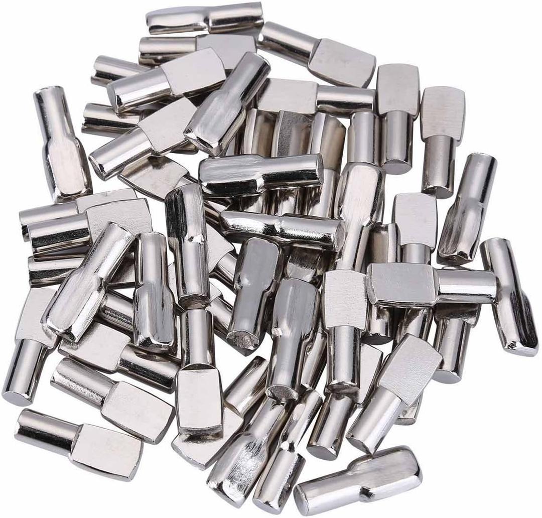 120 Packs Shelf Pins, 5mm Shelf Support Pegs Spoon Shape Cabinet Furniture Tbestmax (01-5mm-Silver-120 pcs)