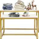 Metal Shoe Handbag Display Stand,2 Tier Retail Display Table,Gold Nesting Tables,Display Riser Shelf for Boutique, Iron and Wood, Gold