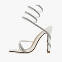 TDA Rhinestone Wrap Sandals For Women Sexy Stiletto Heel Slingback Evening Wedding Party Shoes, 10