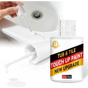 White Tub and Tile Touch-Up Paint,Semi-Gloss Waterproof Porcelain Repair Paint for Bathtubs, Sinks & Tiles, Covers Scratches Chips on Enamel and Acrylic (1.5 Fl Oz)