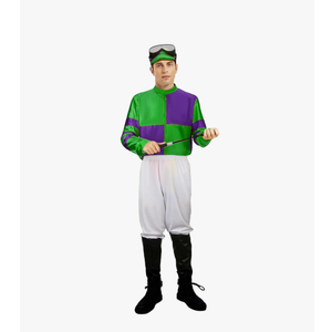 NIHONCOS 5 Pieces Men Horse Costume Halloween Cosplay Outfit Sports Cycling Suit Coat Pants Goggles Hat Boot Covers, Small