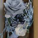 Wrist Corsage Wristlet and Boutonniere Set for Wedding Bridesmaid Mother Grandmother for Bridal Shower Wedding Artificial Roses Flower Prom Set of 2 (Dusty Blue)