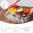 IVYHOME Fruit Ice Serving Tray, Chilled Veggie Tray, Shrimp Cocktail Serving Dish, Appetizer Serving Platter for Parties, with Lid and 4 Compartments, Large