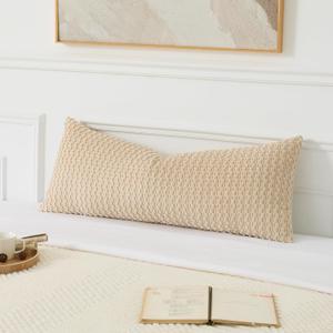 UGASA 14x36 Inch Pillow Cover Pack of 1 Soft Boho Stripe Corduroy Large Long Rectangle Lumbar Cushion Cover Farmhouse Decorative Throw Pilowcase for Bed, Couch, Sofa, Bedroom, Living Room, Beige