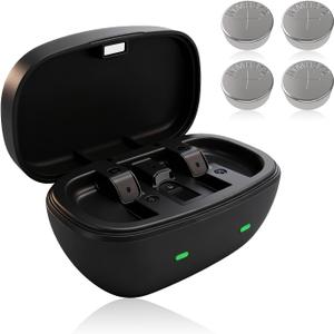 Rechargeable Size 312 Batteries for Hearing Aids and Charging Box, 312 Hearing Aid Battery Charger Case with 4 Packs Hearing Aid Batteries for Daily Rotation Use(Charger + 4pcs 312 Batteries)