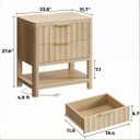 Huuger 27.6 Inch Tall Night Stands with Charger Station, USB-C Port, Fluted Nightstand Larger Wider Bed Side Table with 2 Deep Drawers, Open Shelf, Bedroom Living Room End Table, Natural