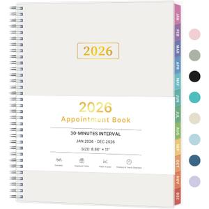 2026 Appointment Book, 30 Minutes-Hourly, Weekly Monthly Calendar Planner 2026, Jan 2026 - Dec 2026, 8.5'' x 11'', 2026 Daily Planner with Tabs Pocket, Flexible Cover, Great for Office, Home, School