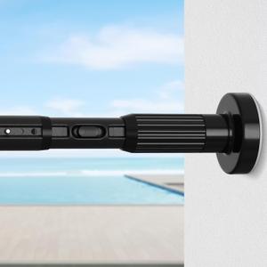 Tension Curtain Rod Heavy Duty Curtain Rods No Drilling Adjustable Rod for Window Patio, Holds 56 lbs, Rust Resistant, 1.26" Diameter (Black, 41" to 86")