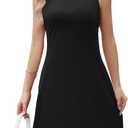 Valiamcep Womens Summer Dresses Crewneck Sleeveless Knit Tank Dress Beach Casual Tshirt Dress (Black, M)