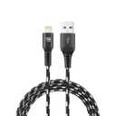 LAX Apple MFi Certified Braided Nylon Lightning Cable Compatible with iPhone, iPad, and iPod  4Feet Black