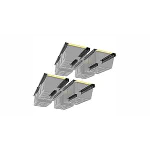 Overhead Bin Rack - Ceiling Mount Overhead Garage Rack | Adjustable Width and Orientation | Heavy Duty Ceiling Bin Storage Rails | Fits Black & Yellow Storage Bins | USA Designed (8 Bins)