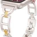 Wearlizer Compatible with Apple Watch Band 41/40/38/44/45/46/49/42mm Women, Dressy Stainless Steel Metal Jewelry Designer Gold Silver Chain Strap for iWatch Series 11 10 9 8 7 6 5 4 3 SE/Ultra 3 2 1