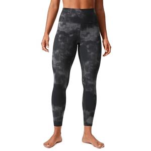 CRZ YOGA Butterlift Workout Leggings 25" - High Waisted Pilates Gym Athletic Womens Yoga Pants Buttery Soft Grey Tie Dye Flowers Small