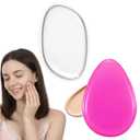2Pcs Silicone Makeup Sponge, Reusable Jelly Makeup Applicator Non-Absorbent Silicone Powder Puff Washable Cosmetic Applicator for Foundation, Concealer, Cream, Blush, Highlighter (Pink Clear)