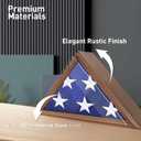 Flag Display Case - 5' x 9.5' Funeral & Military Flag Shadow Box with HD Tempered Glass and Wall Mount, Folded Triangle Flag Holder Frame for Veterans, Walnut
