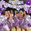 Purple Birthday Decorations for Women Girls, Lavender Silver Metallic Balloons Glitter Sash Fringe Curtain Butterfly Decor Cake Topper Happy Birthday Banner Butterfly Party Decorations Lavender Bday
