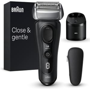 Braun Series 8 8560cc Electric Razor for Men, 4+1 Shaving Elements & Precision Long Hair Trimmer, 5in1 SmartCare Center, Close & Gentle Even on Dense Beards, Wet & Dry Electric Razor, 60min Runtime (6 Piece Set, Black)