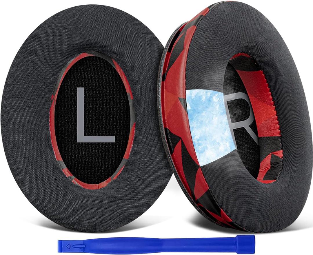 SOULWIT Cooling Gel Ear Pads Cushions Replacement for Bose QuietComfort 45 (QC45)/QuietComfort SE (QC SE)/Quiet Comfort Wireless Over-Ear Headphones, Earpads with Ice Silk Fabric - Red Storm