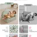 Blissful Diary Foldable Toddler Couch, 2-in-1 Comfy Toddler Chair & Lounger for Reading, Playroom, Kids Couch Sofa for Girls Boys Birthday Gift, Sage Checkered