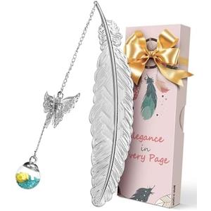 Bookmarks for Women Christmas Gifts - Stocking Stuffers for Women Teachers Mothers Friends Book Lovers, Unique Cute Butterfly Metal Feather Flower Vintage Bookmark, Gift Ideas for Birthdays