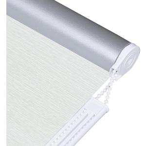 ALLBRIGHT Thermal Insulated Fabric 100% Blackout UV Protection Striped Jacquard Roller Shades for Windows,Easy to Install (LightGray, 33'')