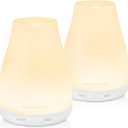 InnoGear Essential Oil Diffuser, 2 Pack Ultrasonic Diffusers for Home Aromatherapy Humidifier for Bedroom Room 7 Colors LED 2 Mist Mode Auto Off, Basic White