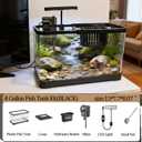 3.5 Gallon Fish Tank, Aquarium Plastic Starter Kit with Filter, Aquarium Net and LED Light, Fish Tank for Betta, Plastic Nano Aquarium with Lid(15 * 7.87 * 8.07 inch/Black) (3.5 Gallon Fish Tank)