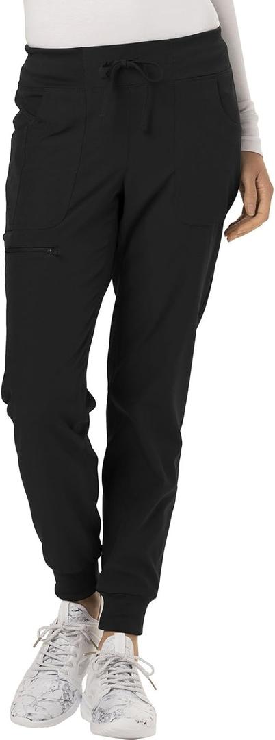 Heartsoul Women's Medical Scrub Jogger Pants Contemporary fit Drawstring waistband Jogger With 5 Pockets (X-Small Petite, Black)