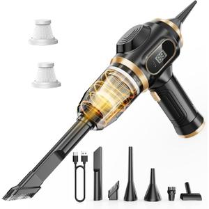 Portable Car Vacuum Cordless Mini Handheld Vacuums Cleaner Rechargeable with LCD Display and Multi-Nozzles, High Power Hand held Cleaners for Car, Home, Office, Sofa, Pet Hair,Keyboard