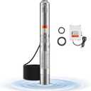 VEVOR Deep Well Submersible Pump, 1 HP Output Power, 230V, 31.7 GPM Flow 207 ft Head, with 32.81 ft Cord External Control Box, Stainless Steel Water Pump, for Industrial Irrigation and Home Use, IP68