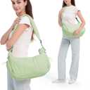 Wandering Nature Puffer Tote Bag for Women Fits 32oz Tumbler & 12" Tablet, Quilted Crossbody Hobo Bag for Work, Travel, Gym (Green)