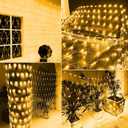 FUNPENY Christmas 360 LED Net Lights, 12 FT x 5FT Clear Wire Christams Outdoor String Lights 8 Modes Waterproof Connectable Xmas Decorations for Indoor Bushes Garden Party Holiday Decor (Warm White)