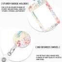 ID Badge Holder with Retractable and Detachable Lanyard, Cute Badge Reel Breakaway Lanyard with Carabiner Clip for Women, Teachers, Nurses, Students, Perfect Work and Office(Colorful Floral)