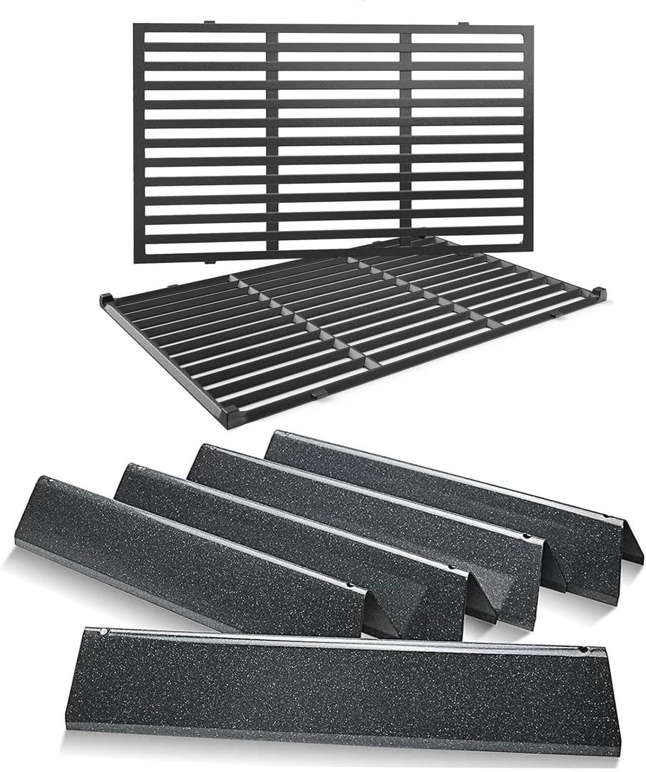 Spirit E310 Grill Parts Replacement Kit, 7636 Flavorizer Bars & 7638 Grates for Weber Spirit & Spirit II 300 Series E310 E320 E330 S310 S320 S330 (Front Control), 15.3" Heat Plates, 17.5" Grates