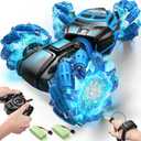 Gesture Sensing RC Stunt Car for Boys & Girls, 4WD Double-Sided Remote Control Car with LED Lights, 2.4GHz All-Terrain Drifting Toy, Birthday Ages 612 (Blue)