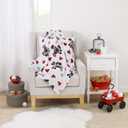 NoJo Disney Mickey Mouse & Minnie Mouse Red, Gray, and White Valentine Hearts Super Soft Plush Baby Blanket