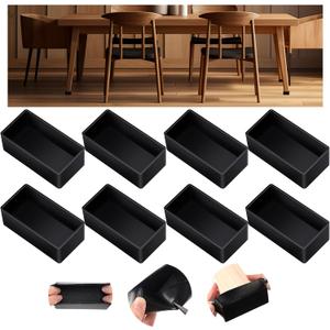 8pcs Rubber 2x4 Wood Post End Cap Rectangle Furniture Leg Caps Black Chair Table Leg Covers(1.5" x 3.5"), End Covers for Lumber Fit (1-1/2" x 3-1/2") 2x4, Anti- Scratches and No Noise
