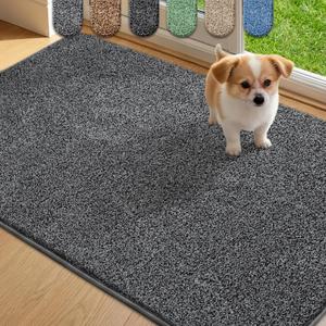 Mibao Front Door Mat Entrance, Non-Slip Absorbent Waterproof Welcome Doormat with TPR Backing, Dirt Trapping Entrance Inside Floor Mats for Entryway Washable Low-Profile, 24" x 35.5", Dark Grey