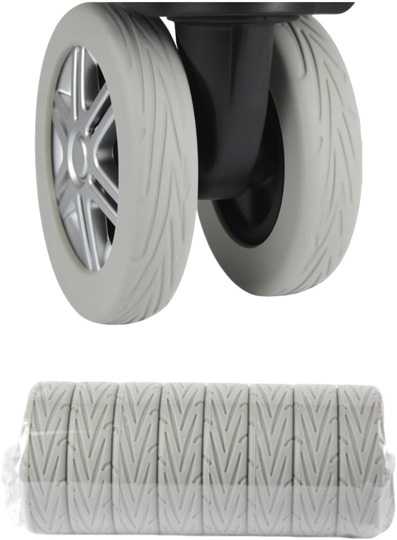 8 Pcs Silicone Luggage Wheel Covers, Suitcase Wheel Protectors for 1.97-2.56" Spinner Wheels, Essential Travel Luggage Accessories Grey